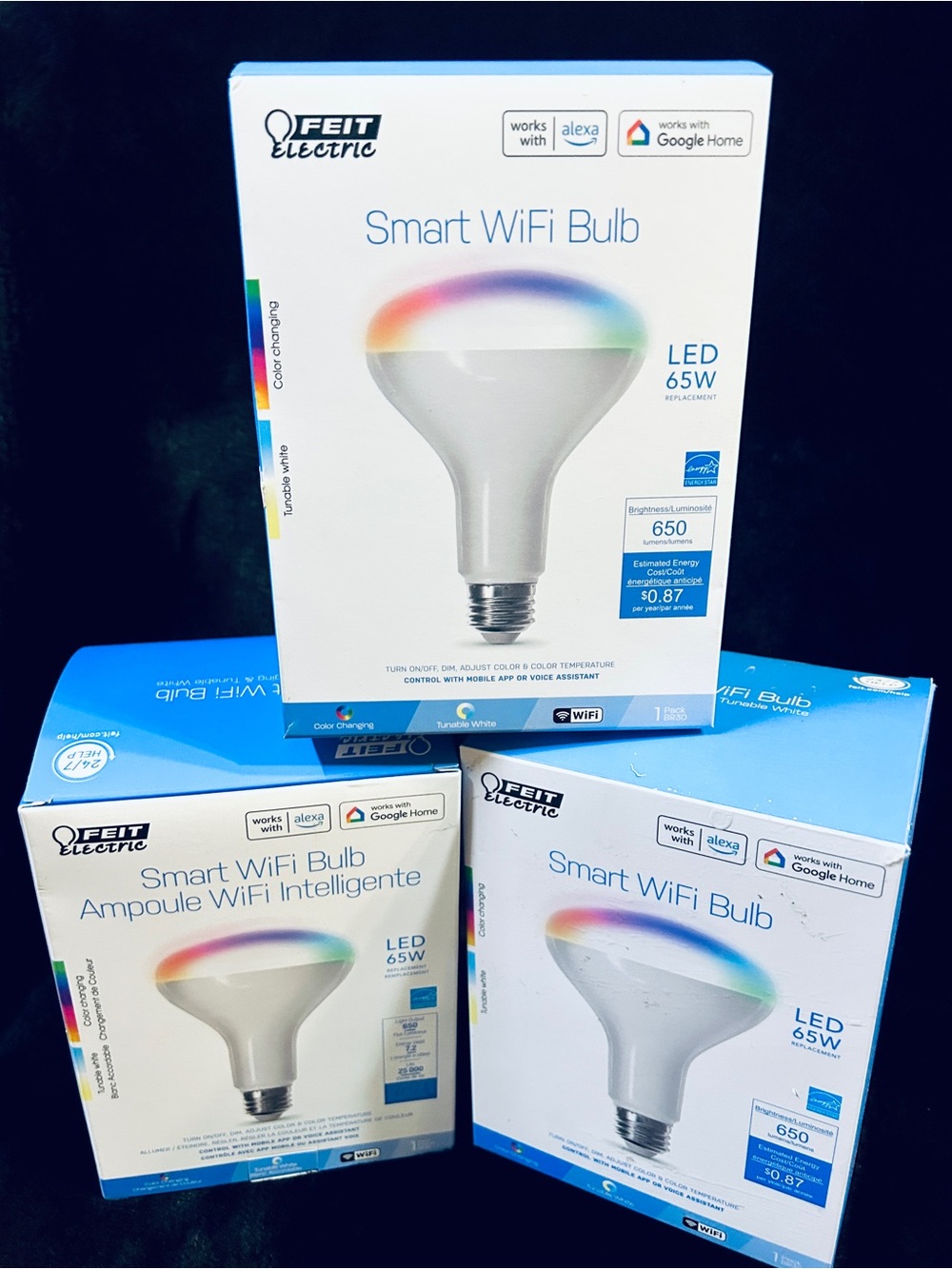 FEIT Smart WiFi Bulb RGB White LED 65W Replacement